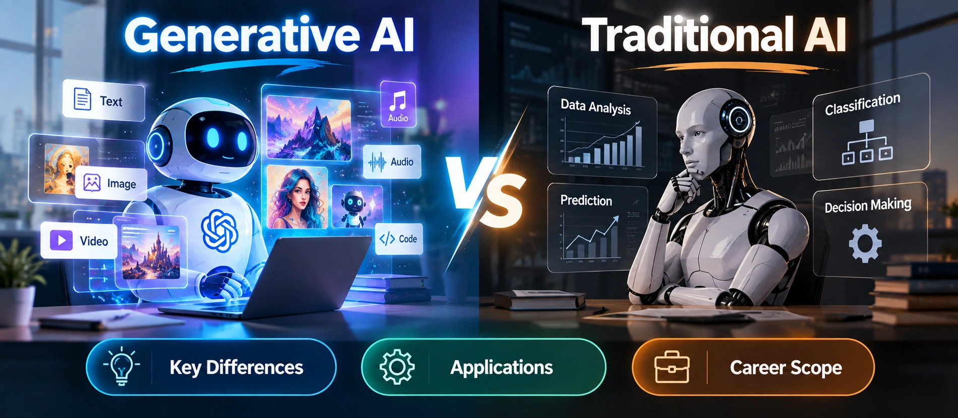 Generative AI vs Traditional AI: Key Differences, Applications & Career Scope